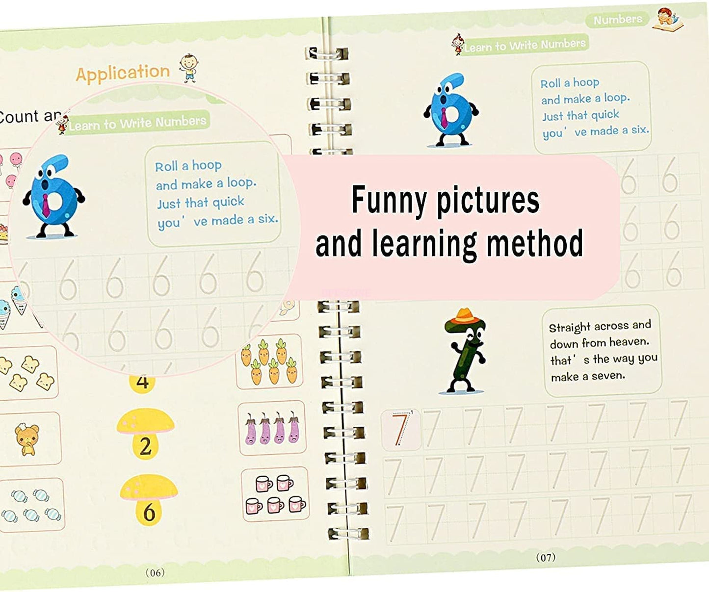 Magic Practice Copybook, (4 BOOK +1 PEN + 10 ) Calligraphy books for kids Reusable Writing Tool